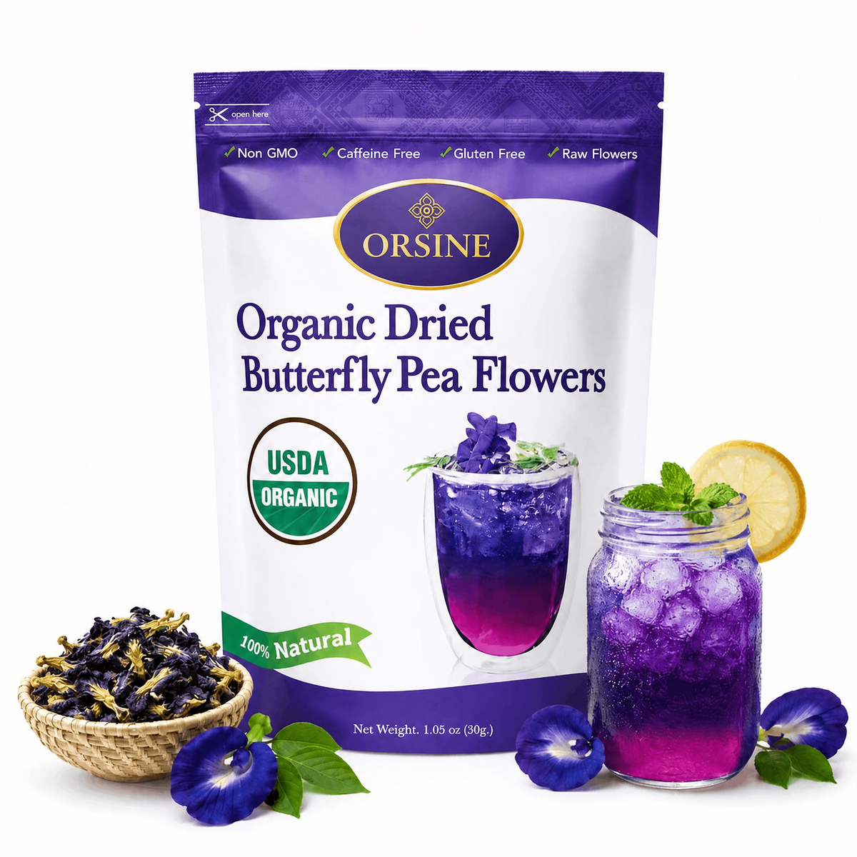 Orsine Organic Dried Butterfly Pea Flower Tea